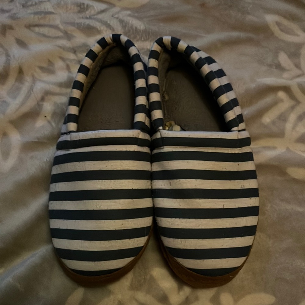 Blue and white slippers